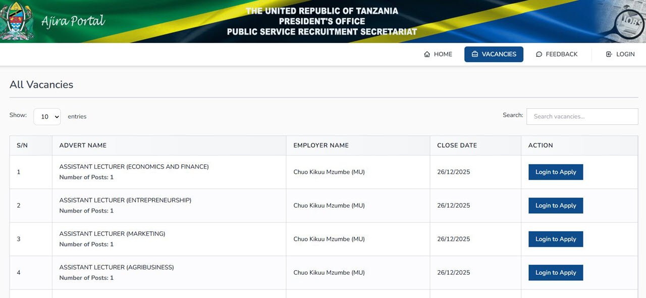 Important General Conditions for Job Applications Through Ajira Portal
