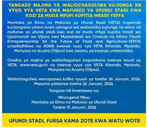 Full List of Candidates Admitted to VETA Short-Term Courses Through the YEFFA Program