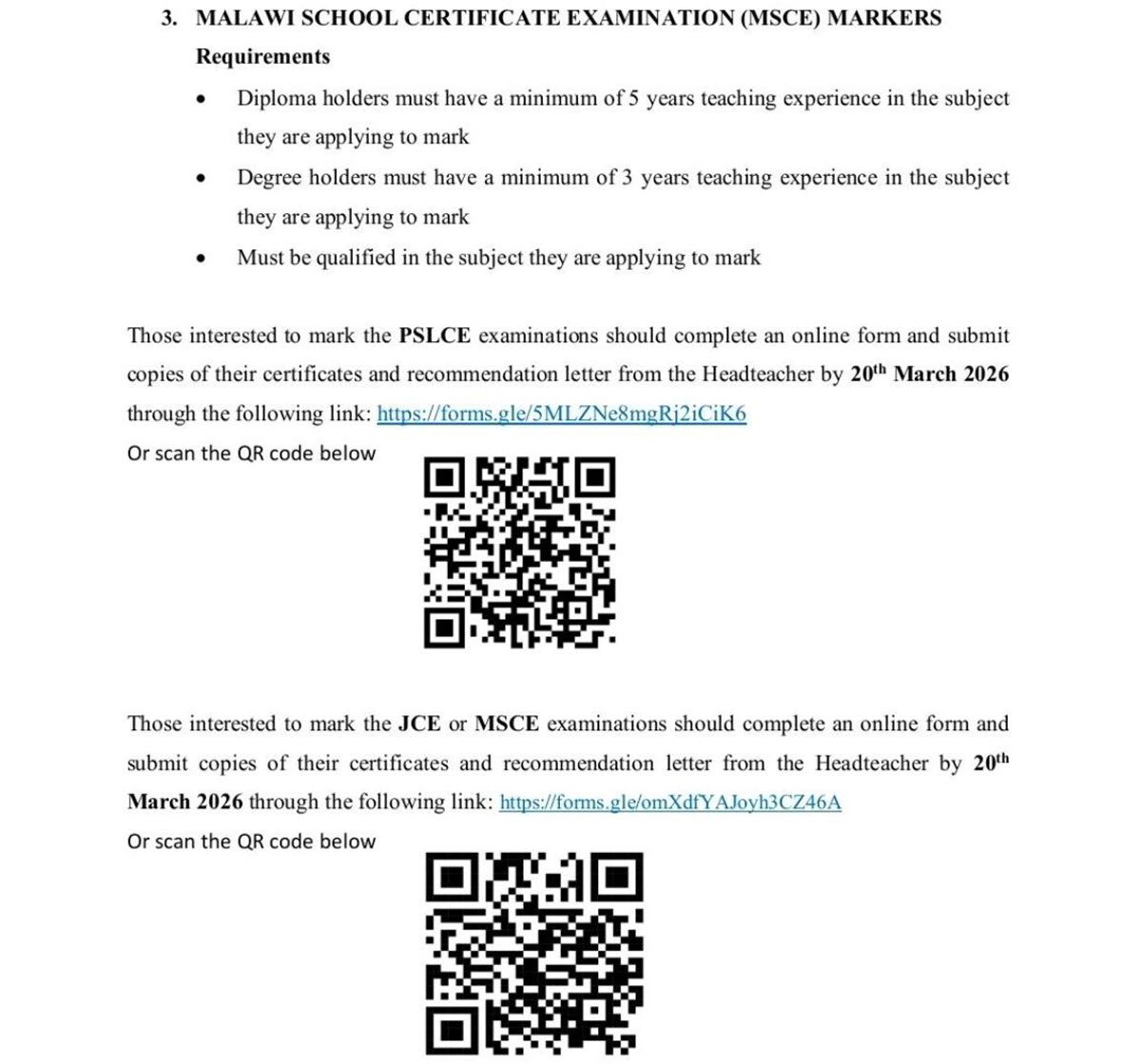 MANEB Opens Applications for Teachers to Mark PSLCE JCE and MSCE
