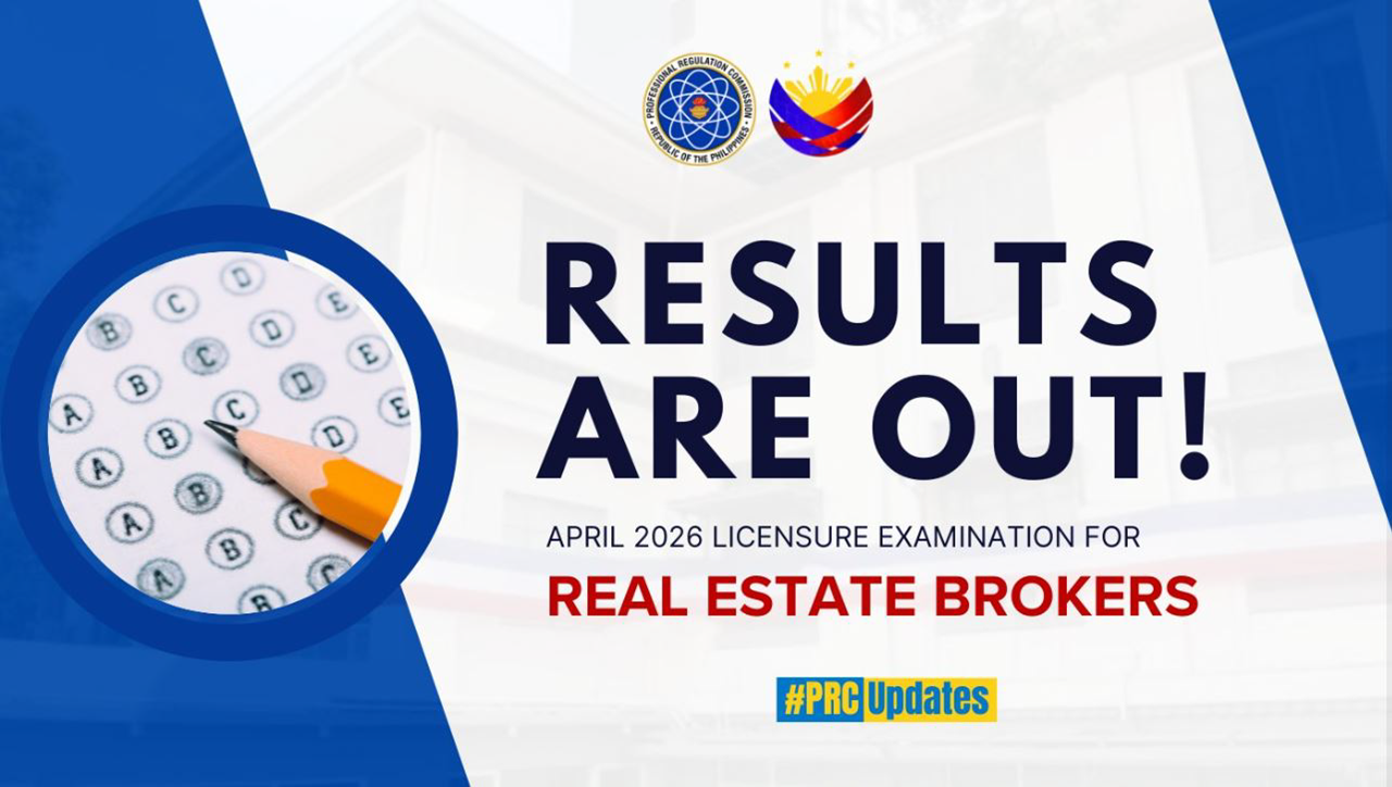 April 2026 Real Estate Brokers Licensure Examination: 1,863 Pass as PRC Releases Results in 3 Days