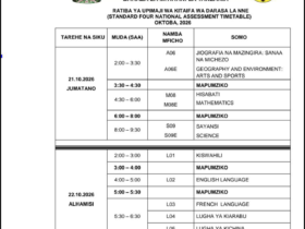 Necta Standard Four Exam Timetable 2026
